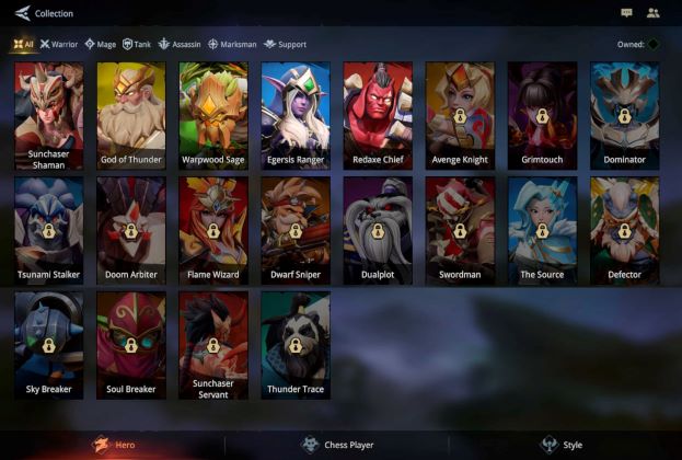 AutoChess MOBA heroes lineup
