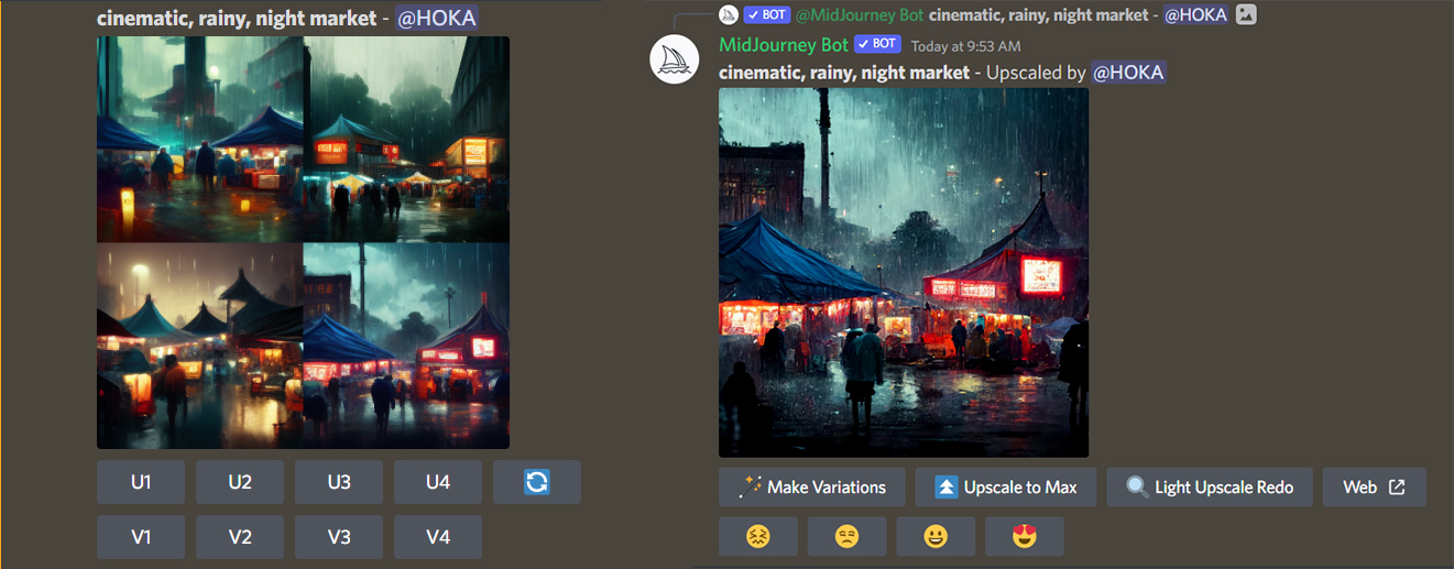 Midjourney image generation options